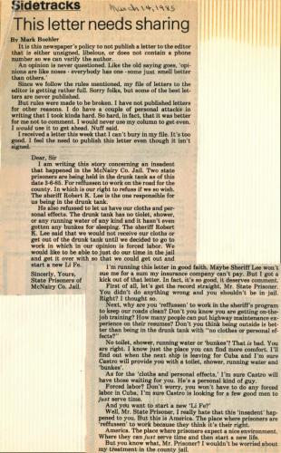Letters from Jail Prisoners