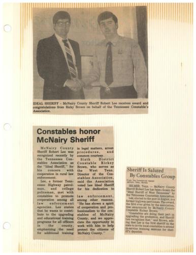 Robert Lee Award from TN Constable Assoc