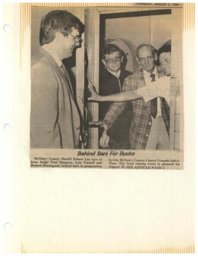 Robert Lee Locking Up Paul Simpson Lyle Varnell Bernard Blasingame for Cancer Crusade