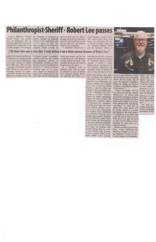Sheriff Robert Leee Passes
