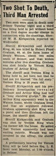2 Murdered One in Selmer Jail