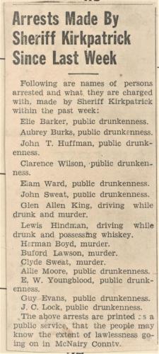 Arrests for Murder by Sheriff Kirkpatrick