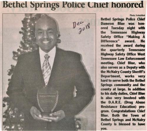 Bethel Springs Chief Dameon Blue