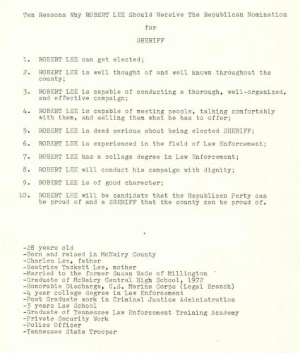 Robert Lee Qualifications