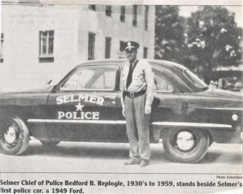 Selmer Chief of Police Bedford Replogle with Selmer PD First Car