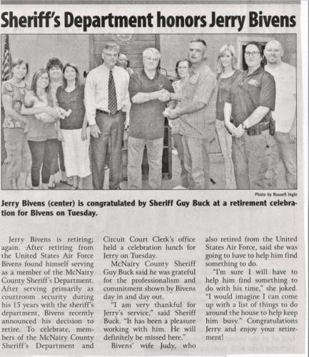 Sheriff Dept Honors Jerry Bivens