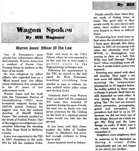 Warren Jones TBI P Pusser Murder
